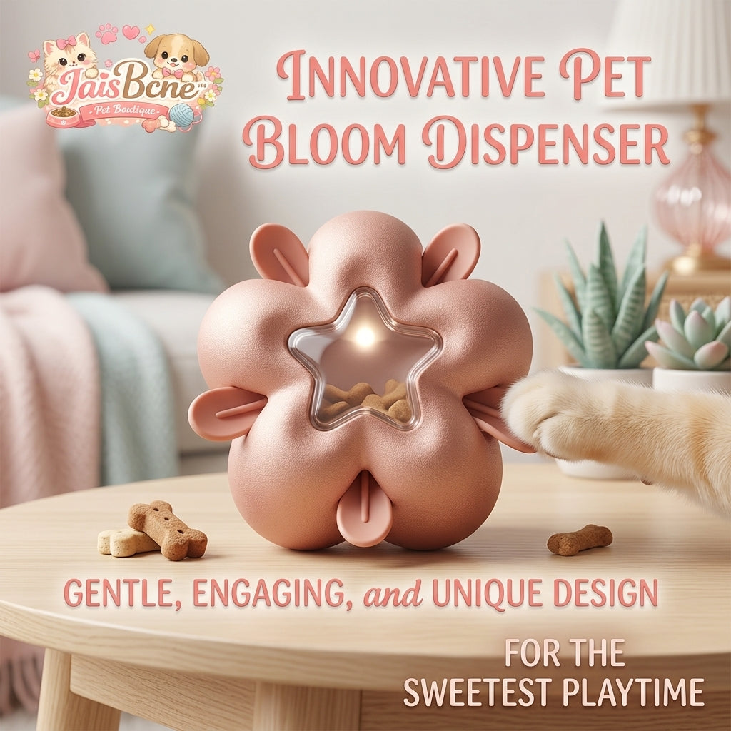 JaisBcne™ Bloom & Star Interactive Pet Treat Dispenser - 2-in-1 Floral Slow Feeder & Enrichment Puzzle Toy for Cats and Small Dogs - Aesthetic Boredom Buster for Engaging Playtime 🌸⭐