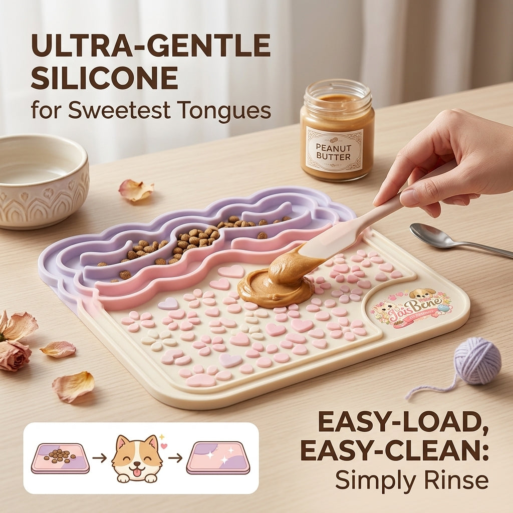 JaisBcne™ Ultra-Gentle Silicone Lick Mat for Dogs & Cats – 2-in-1 Slow Feeder & Enrichment Mat for Anxiety Relief, Grooming, and Bathing – BPA-Free Food-Grade Silicone, Easy-Clean Design