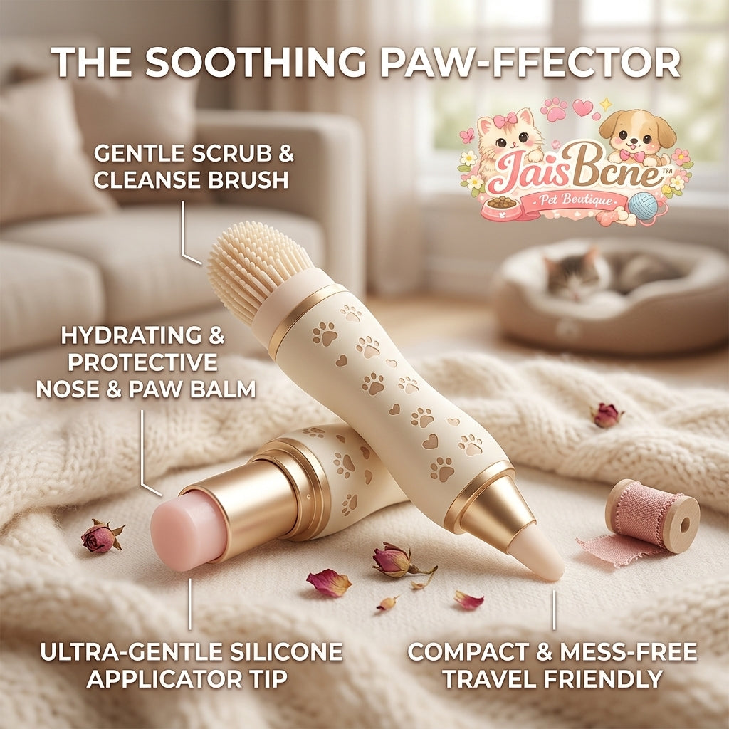 JaisBcne™ The Soothing Paw-ffector: 2-in-1 Pet Paw & Nose Care Tool – Gentle Cleaning Brush & Moisturizing Balm Stick for Dogs & Cats | Portable Grooming Solution