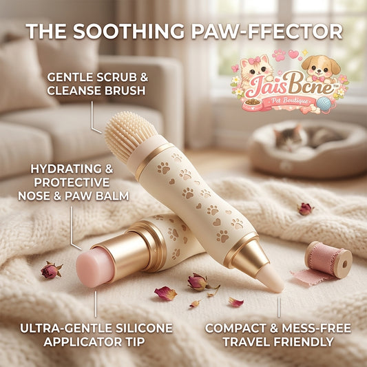 JaisBcne™ The Soothing Paw-ffector: 2-in-1 Pet Paw & Nose Care Tool – Gentle Cleaning Brush & Moisturizing Balm Stick for Dogs & Cats | Portable Grooming Solution